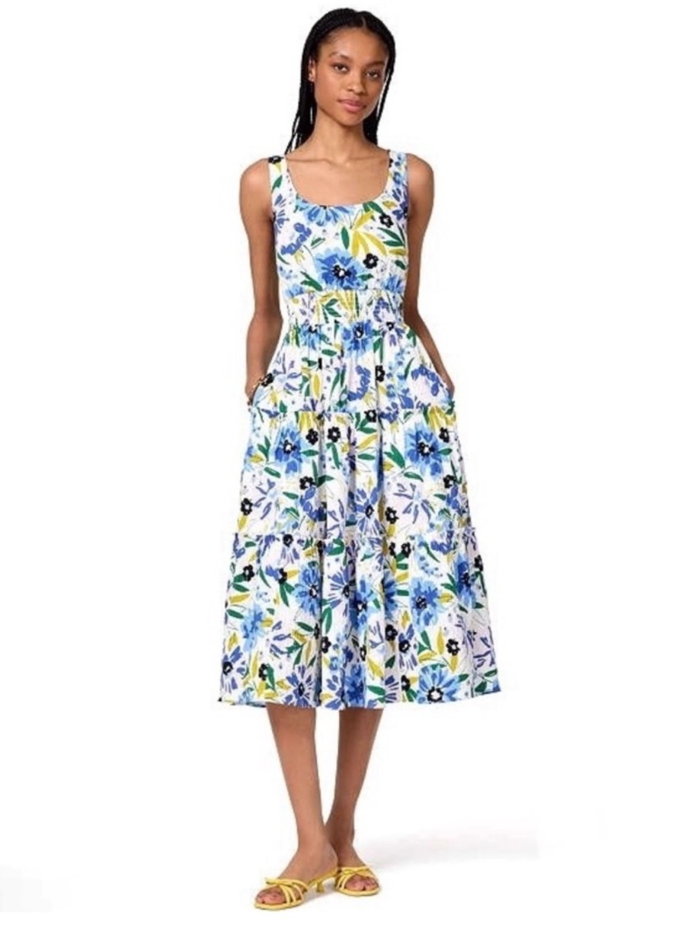 KATE SPADE Women’s festive floral tiered midi dress🦋🦋